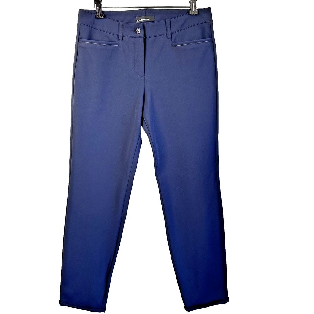 Cambio Women’s Renira Navy Blue Front Pockets Stretch Slim Pants Sz 8